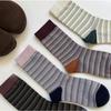 The Classic and Retro Striped Striped Striped Mid-calf Socks In Early Autumn Are Versatile and Can Be Paired In Different Colors