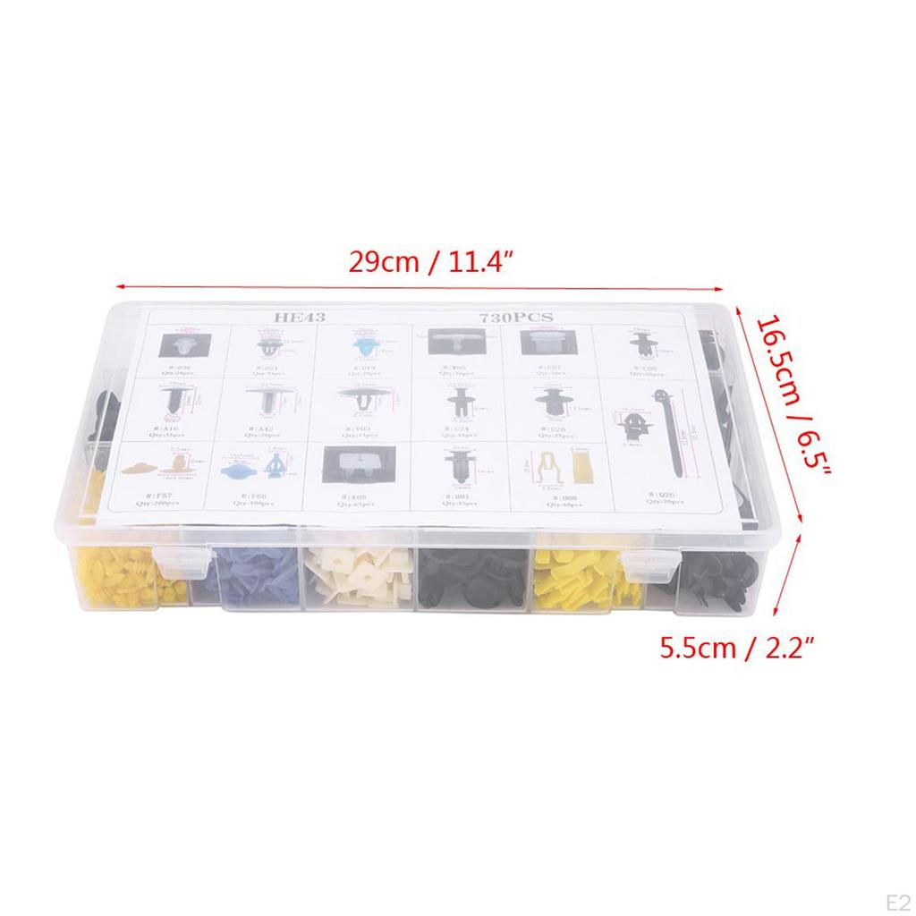 730x Retainer Clips Auto Push Pin Rivets Set High Parts Reliable Car Accessories Replaces Fasteners