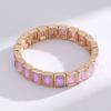 Vibrant Rainbow Baguette Crystal Wide Cuff Bracelet, Stackable Design, Colorful Bold Wrist Ornament for Party Occasions