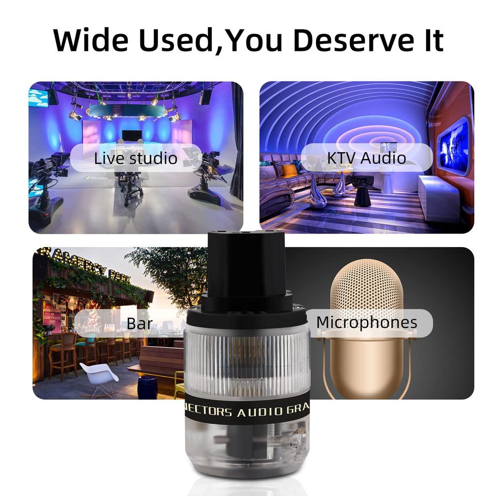 Preffair Brass Audio Power DIY Power Compatible with IEC320C13 Pair of AC Power Female to Male for Audio Audio Power and Audio Power Cords 3-Pin Plug,