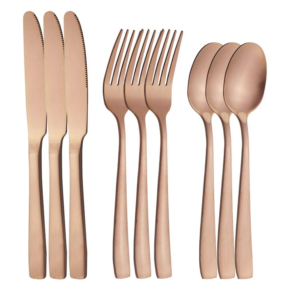 9pcs/3set Gold Dinnerware Stainless Steel Cutlery Set Dinner Knives Fork Spoons Sliverware Kitchen Tableware Set