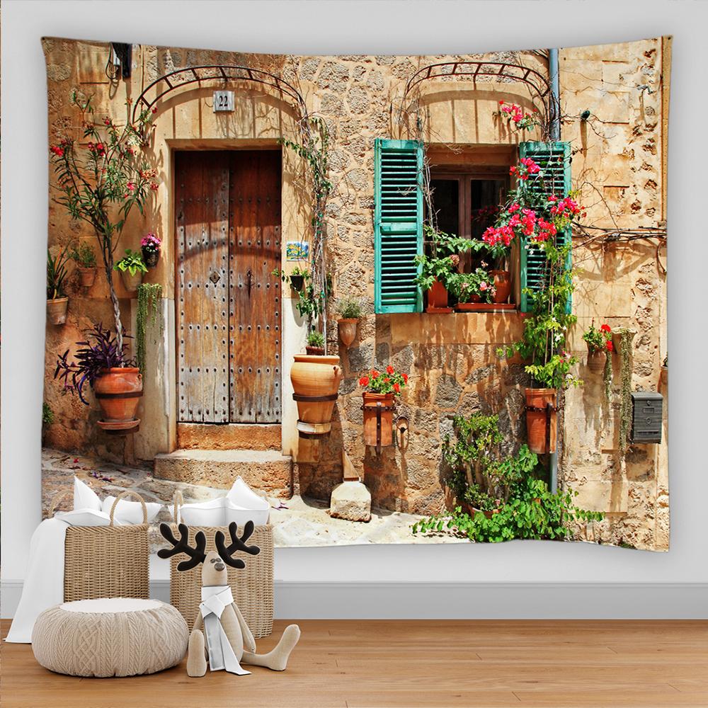 Идиллический гобелен с цветами, бабочками, зелеными растениями, настенный гобелен в стиле хиппи, мандала, покрывало, богемное искусство, декор для дома и комнаты