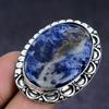 Natural Sodalite Gemstone Handmade 925 Sterling Silver Jewelry Ring Size 8 o5V71