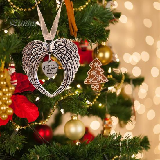 Рождественский мемориальный орнамент с крыльями ангела и ремешком, подвесной кулон в виде рождественской елки, подарок сочувствия