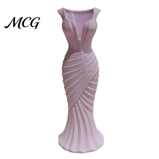 3D Printed Vase Evening Dress Vase, Elegant Mermaid Unique Decorative Plastic for Home Table Shelf Decor