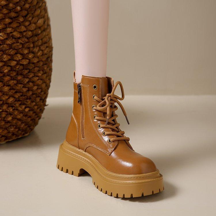 Ботинки женские весна-осень с юбкой короткие ботинки толстая подошва ретро внутренняя толстая подошва модные и удобные