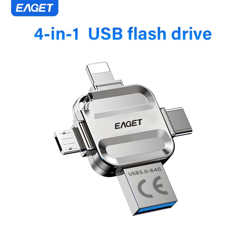 EAGET Многоцелевая USB-флешка с четырьмя интерфейсами и высокоскоростной передачей данных