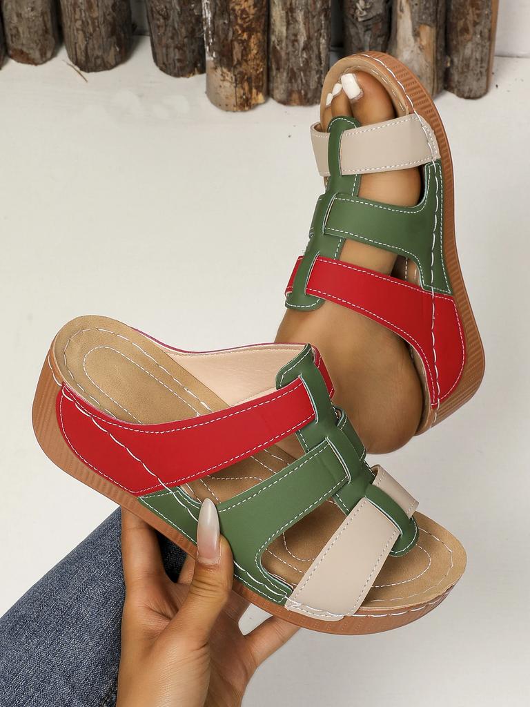 Fashion 2025 Summer Women's Wedge Sandals Premium Orthopedic Open Toe Slippers Vintage Anti-Slip Pu Leather Casual Female Platform Shoes