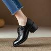 Мода НОВЫЕ Весенне-Осенние Женские Туфли Лодочки Круглый Носок Массивный Каблук Обувь Лаконичная Обувь из Спилка для Женщин На шнуровке Ручная Работа Женская Обувь