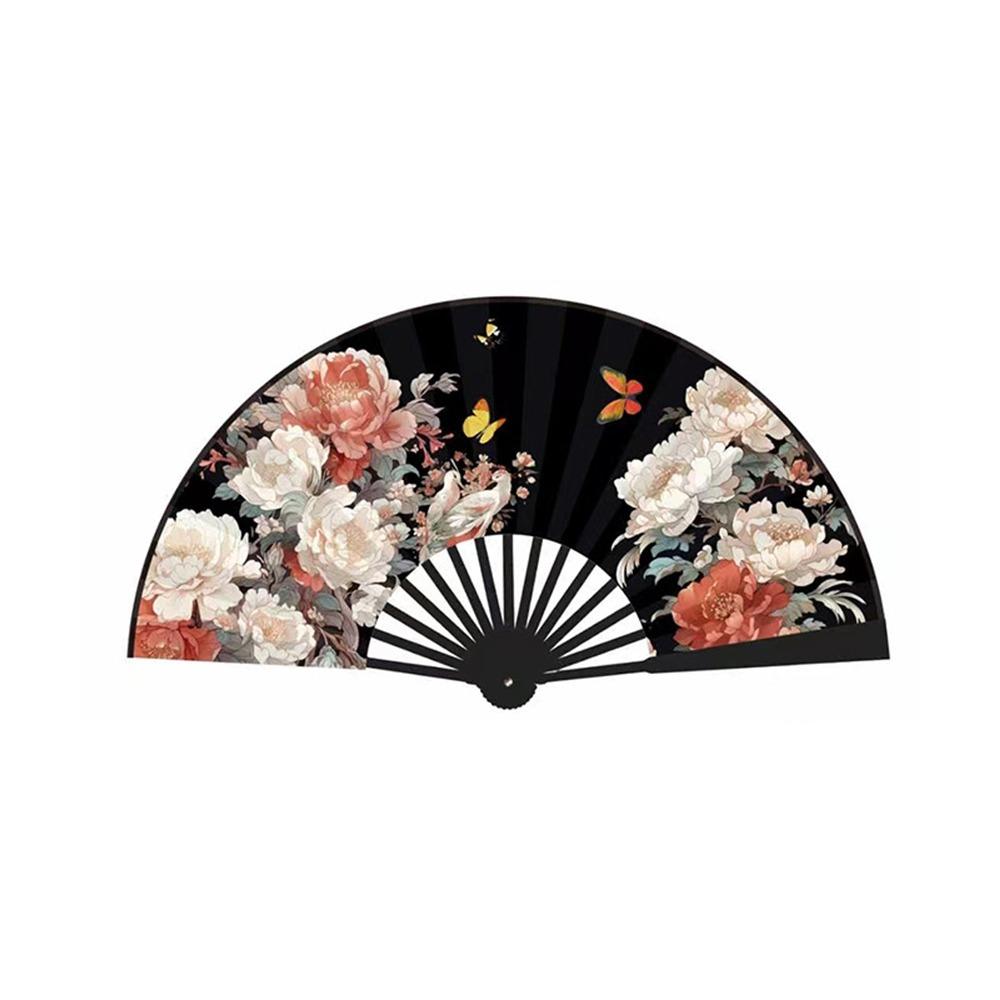 Chinese Style Folding Handheld Fan Handmade Flower Pattern Hand Fans Exquisite Silk Cloth Dance Fan Home Decoration