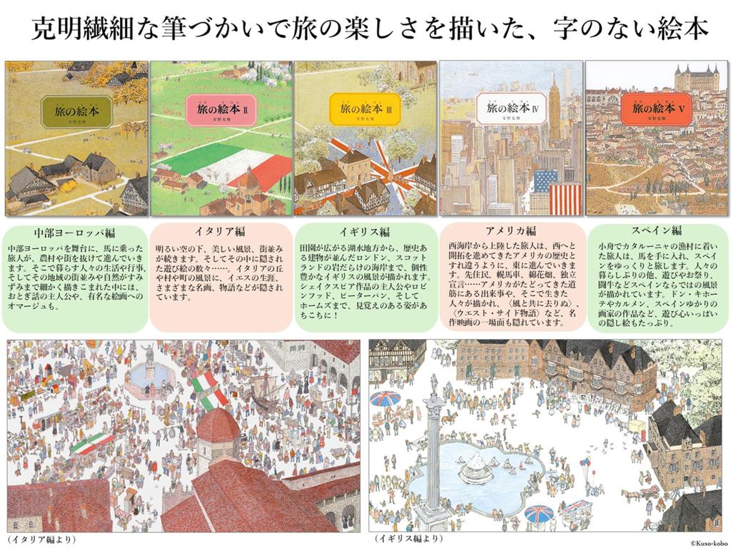 A complete set of 10 picture books about travel books by Mitsumasa (picture Anno)