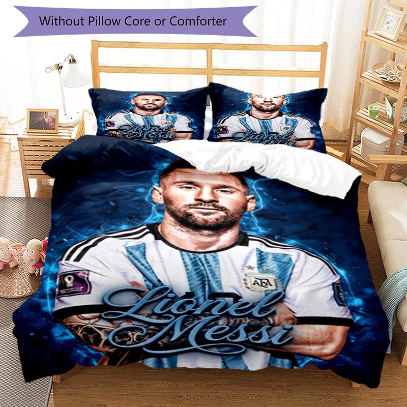 Messi Lionel Messi Personalized Name Bedding Set,Breathable Bed Linen for Guest Room Decoration,Perfect Housewarming Gift,All Season Duvet Cover with