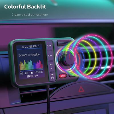 Автомобильный Bluetooth-совместимый адаптер с большим экраном, громкой связью, многофункциональным аудиовыходом, USB-флеш-накопителем, музыкальным плеером