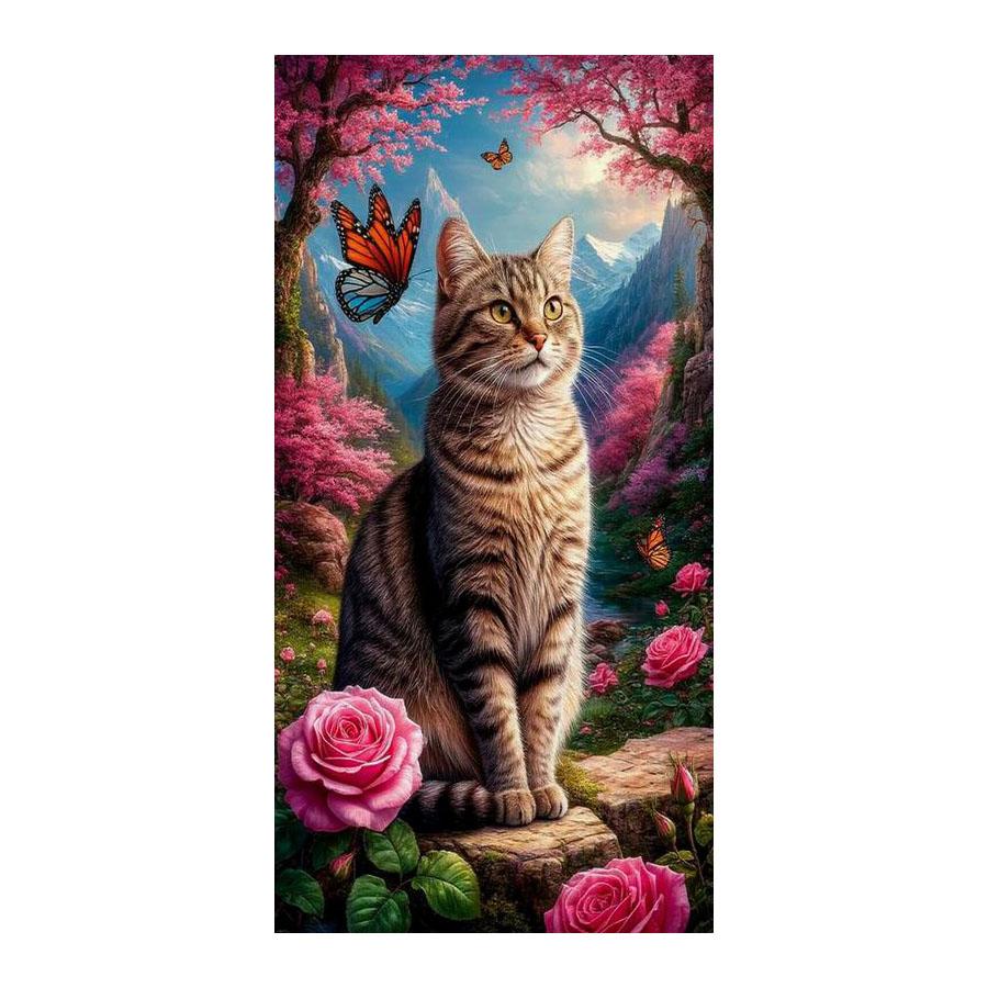 Cat and Butterfly Large Size Diamond Painting New Collection Animals Diy Full Drill Rhinestone Embroidery Mosaic Cross Stitch Kits