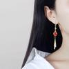 1011 Internet celebrity explosion opal long fringed earrings fashion super fairy face thin earrings earrings