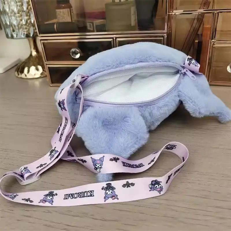 Sanrio Cute Kuromi Plush Bag Large Cute room decor anime plush toys storage bag Shoulder Bag Tote Girl Makeup Plushie bag Gifts