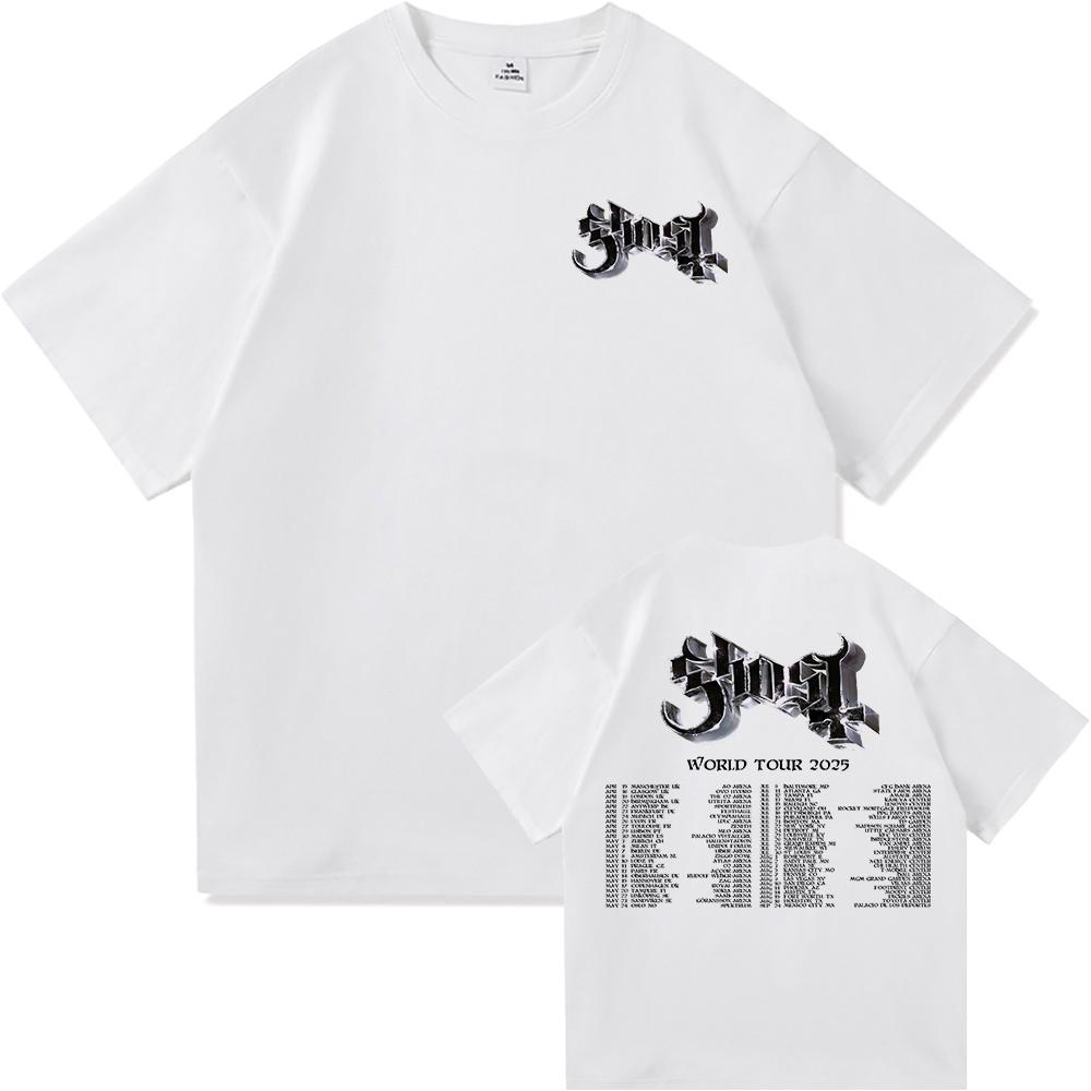 Футболка GHOST SKELETÁ World Tour 2025, модная мужская эстетичная винтажная хип-хоп футболка унисекс, сатанинская повседневная хлопковая футболка.