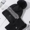 Hat, Scarf, One-Piece Set, Women'S Winter Knitted Hat, Velvet Warm Scarf, Winter Cold-Proof Ear Protection Wool Hat