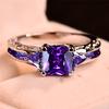 Fashion Women Zinc Alloy Princess Cut Purple Glass Wedding Ring Party Jewelry Gifts Size 5 6 7 8 9 10 11 ARI