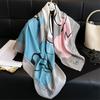 Manga Colored Imitation Silk Scarf with Simple Color Block Printing Twill Silk Korean Style Large Square Scarf Women's Shawl