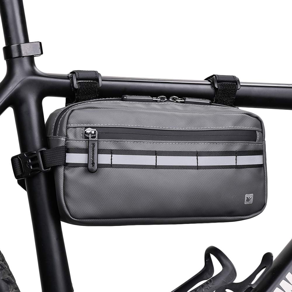 Rhinowalk Waterproof Bicycle Bag, Handlebar Bag, Bicycle Basket, Front Bag, Shoulder Bag, Waist Bag for Sports and Professional Cycling, Gray