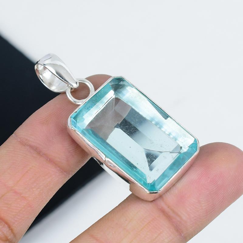Изящная подвеска с драгоценным камнем аква-апитит из стерлингового серебра 925 пробы — дизайн ручной работы, повседневные украшения, уникальные подарки на день рождения с аква-апититом