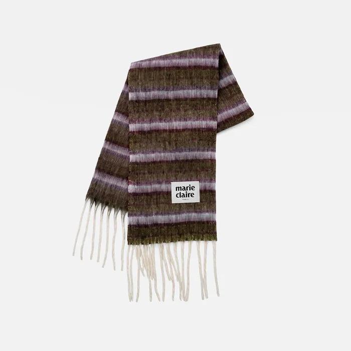 Wool Hairy Stripe Scarf (MAGDSC10MOV)