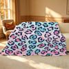 Plush Short Flannel Blanket, Leopard Print, Soft Warm Cozy Throw for Home, Sofa, Bedroom Christmas & Halloween Decor