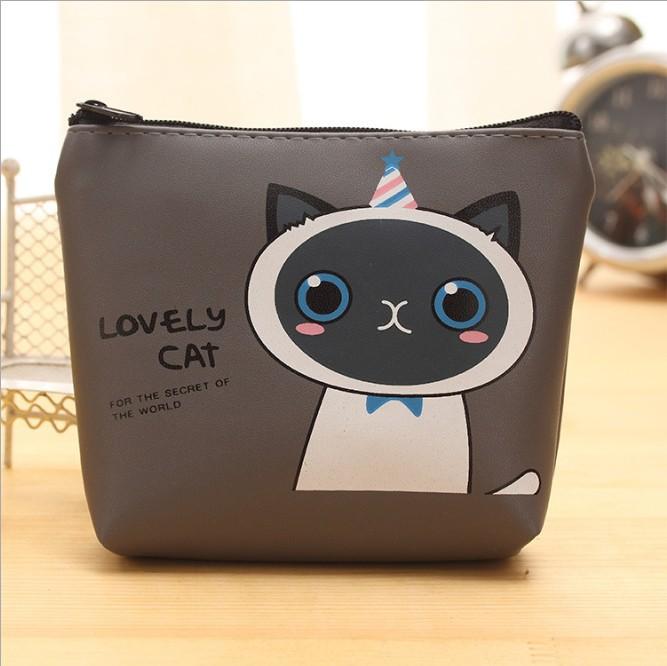 Cute Cartoon Animal Women Girls Coin Purse Leather Zipper Small Wallet Coin Bag Purse Kids Gift Candy Color Coin Purses Pouch