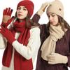 3Pcs/Set Ear Protection Women Hats Scarf Gloves Set Warm Touchscreen Gloves Knitted Hat  Outdoor