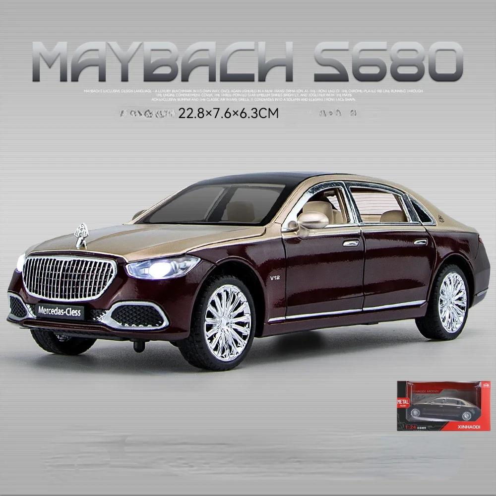 ABAB1 1:24 S680 Luxury Sedan Simulation Diecast Metal Alloy Model Car Sound Light Collection Kids Toy Gift