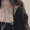 Милая классная девушка белый кружевной чокер бант ключица цепочка двухслойный чистый похоть сладкий воротник женский