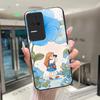 Красивые Цветы Милые Кошки Чехол Для Xiaomi Poco F4 5G / Redmi K40S Закаленное Стекло Чехол Для Телефона Защитная Задняя Крышка Жесткий Корпус