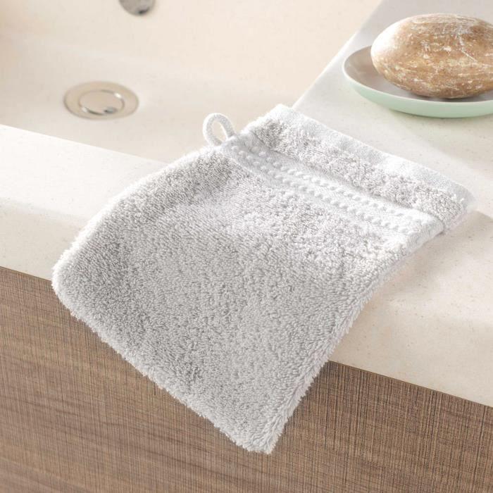 Gants de toilette - Excellence - Lot de 2 - 100% coton - 450g/m² - Gris