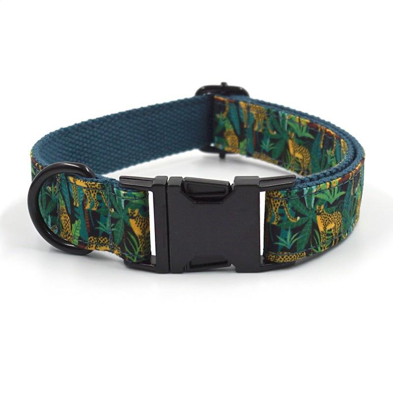 Adjustable Leopard Print Dog Collar Leash Set Small To Large Breeds Fabric Pet Harness Accessory Gifting