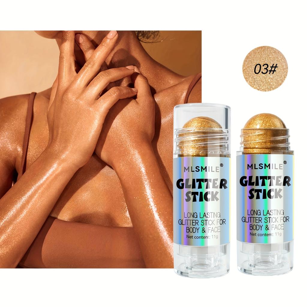 Glitter Highlighter Stick Body Shimmer 3D Face Body Sparkle Highlighter Brightening Music Festival Shimmer Powder Makeup