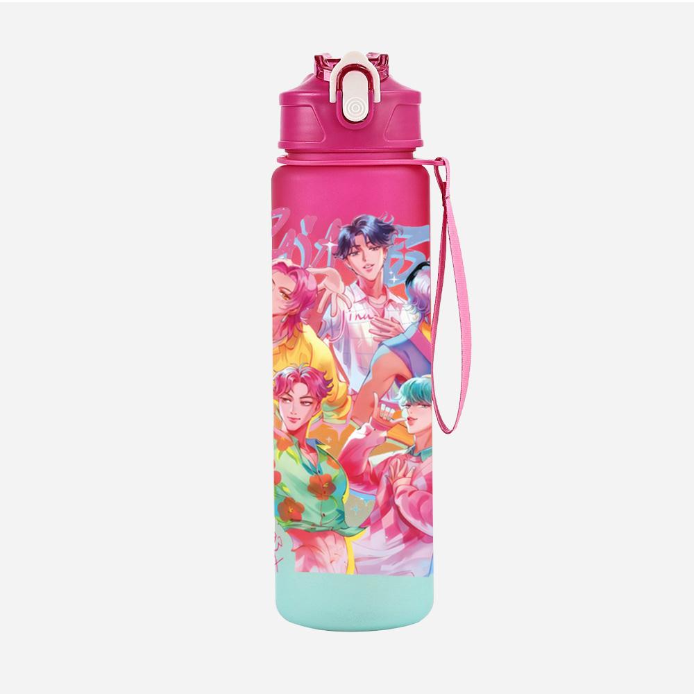 750Ml Water Bottler K-Pop Demon Hunters Printed Character Water Cup Large Capacity Outdoor Portable Rope Drinking Bottle for Boy Girl Gift