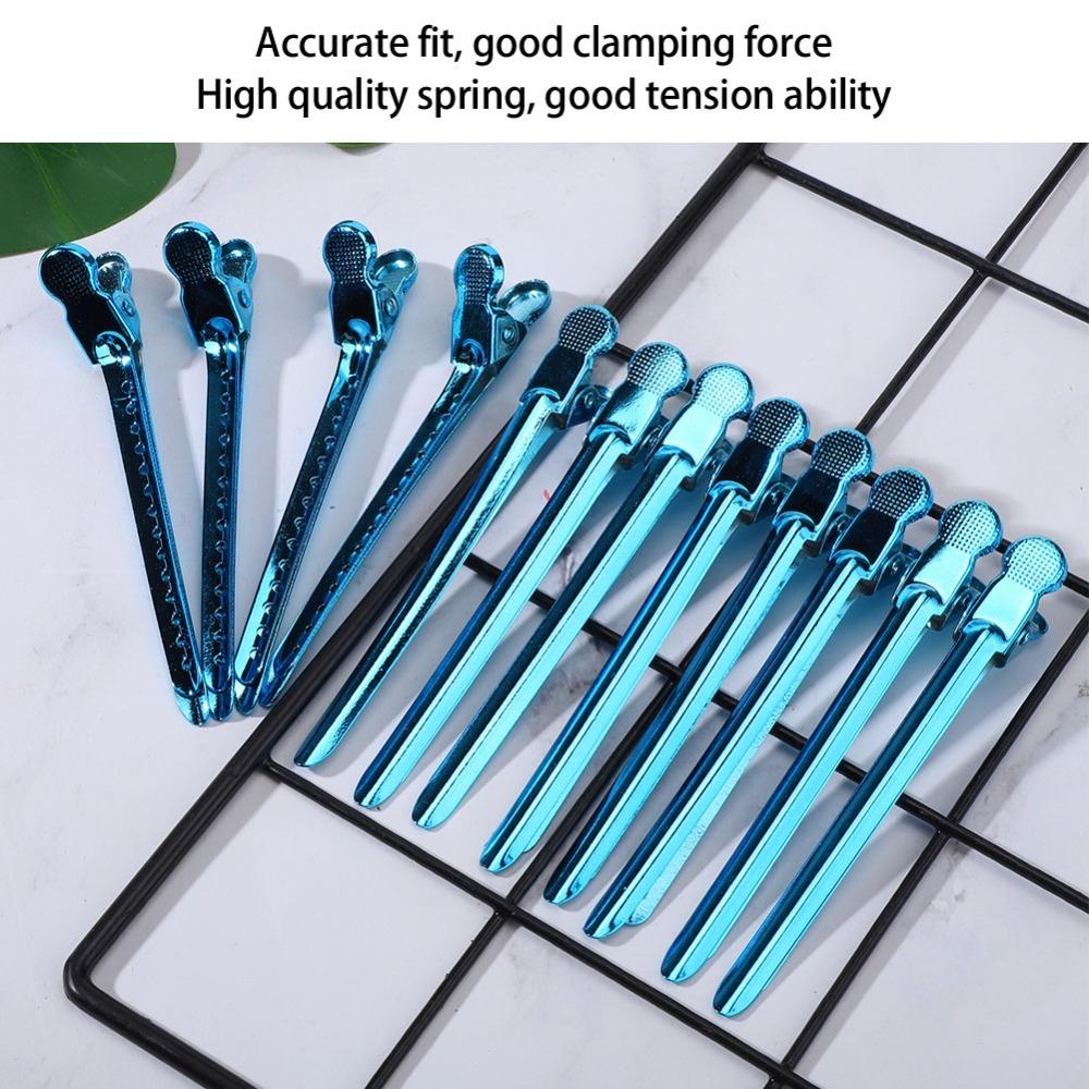 12PCS Purple Blue Hairdressing Styling Clamps Stainless Steel Hair Styling Clips For Hairstyling
