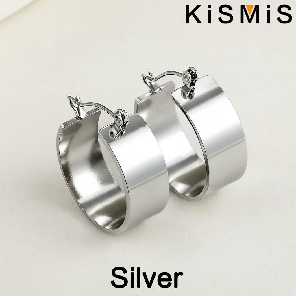 Серьги-кольца из нержавеющей стали для женщин Классическая гладкая форма круга Золотая застежка Ювелирные аксессуары