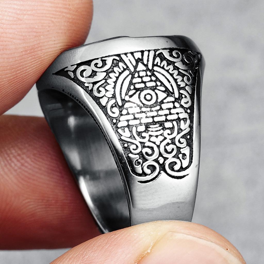 Кольцо с масонским черепом из нержавеющей стали 316L для мужчин, глаз истины, масонский камень для всадника, ювелирные изделия для парня, лучший подарок