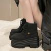 10 см Новые женские ботильоны 2024 года, осенне-зимние теплые панк-ботинки с мехом, повседневные кожаные короткие ботинки на массивной платформе Bota Mujer