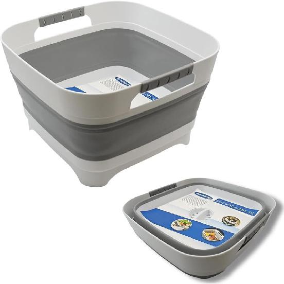 2.9 Gal(11L) Collapsible Wash Basin With Drain Plug, Space Saving Multiuse Foldable Sink Tub,Dishpan,RV Camping Sink,Vegetable Washing Basin,Ice