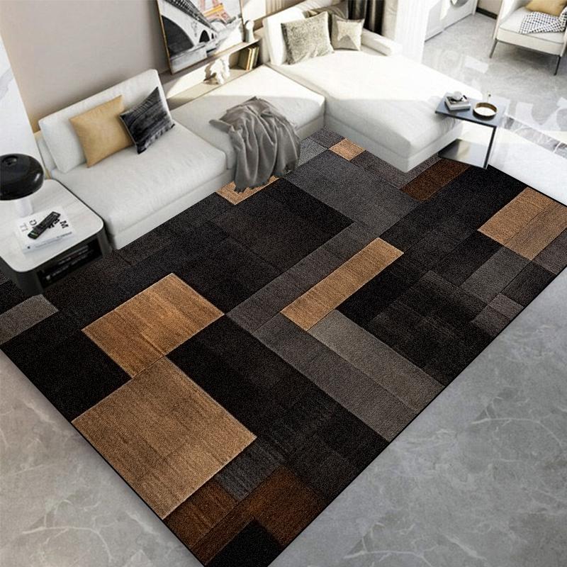 Nordic Black Brown Carpet for Living Room Home Decorations Coffee Table Large Area Plaid Rugs Bedroom Floor Mats Children Carpet