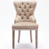 Dining Chair (Kitchen Chair with Unique Door Knocker on the Back, 4 pcs), Upholstered Chair with Nailhead Trim, Solid Wood Legs, Velvet Cover, Beige