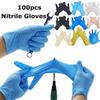 100pcs Industrial Gloves Kitchen Alkali Tattoo Nail Art Beauty Salon Industrial Auto Repair Gloves Disposable Nitrile Gloves Size S/M/L/XL