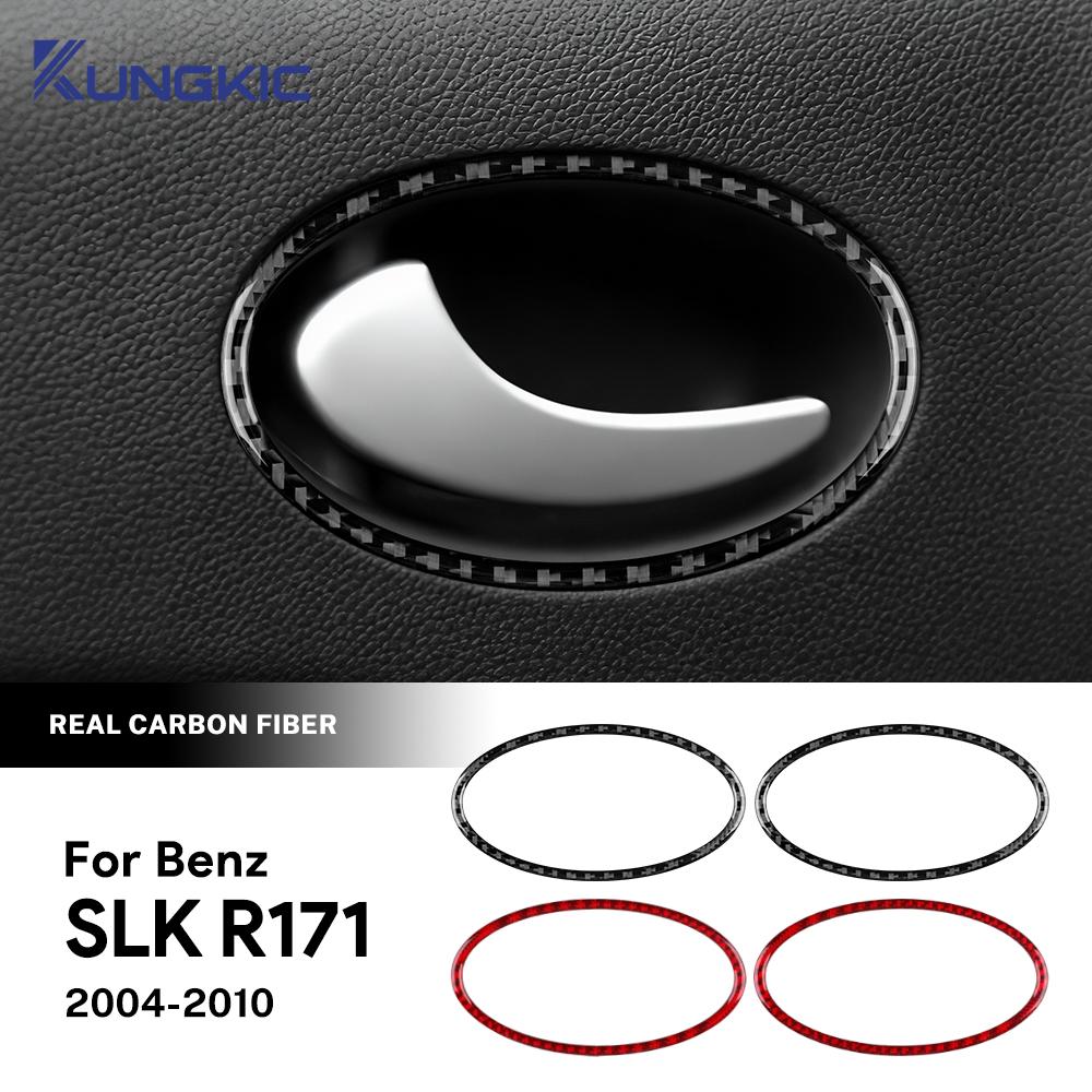 For Mercedes Benz SLK R171 2004 2005 2006 2007 2008 2009 2010 Real Soft Carbon Fiber Car Door Interior Handle Frame Trim Sticker