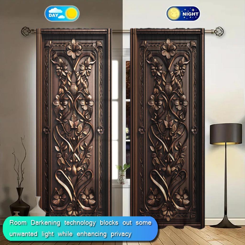 2 шт. Классические деревянные резные шторы   Шторы на шесте для защиты от солнца и обеспечения конфиденциальности