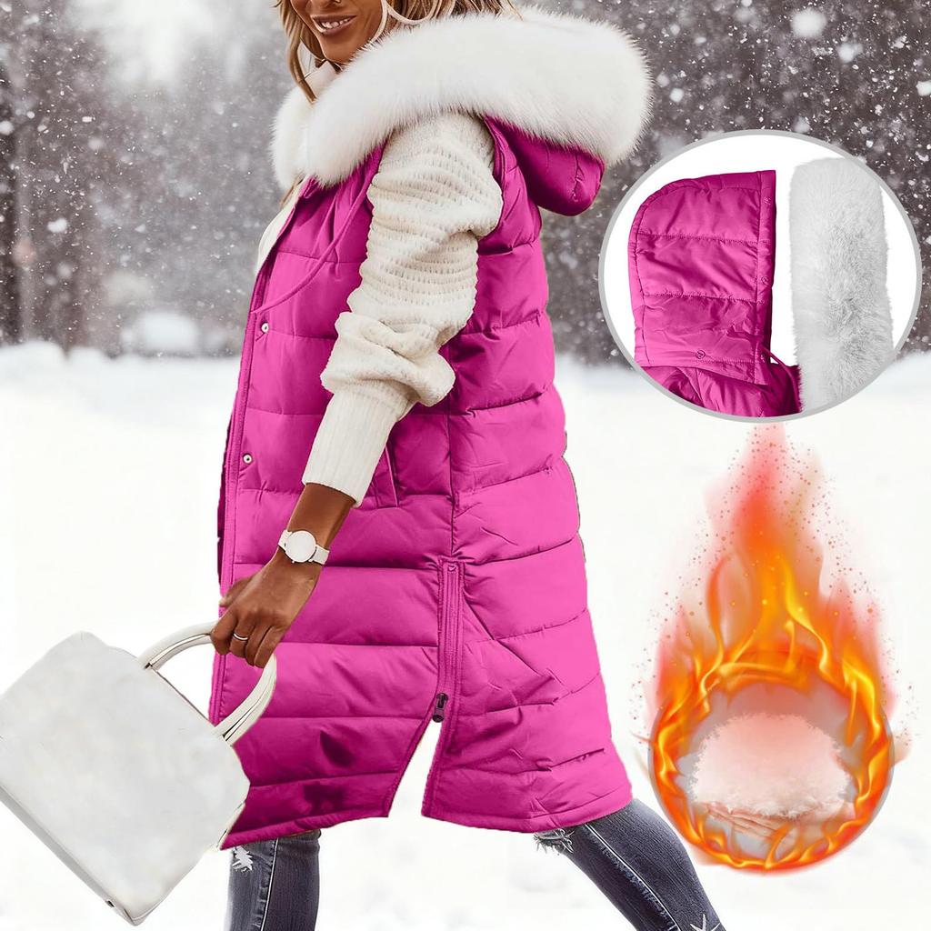 Женский длинный пуховик с капюшоном