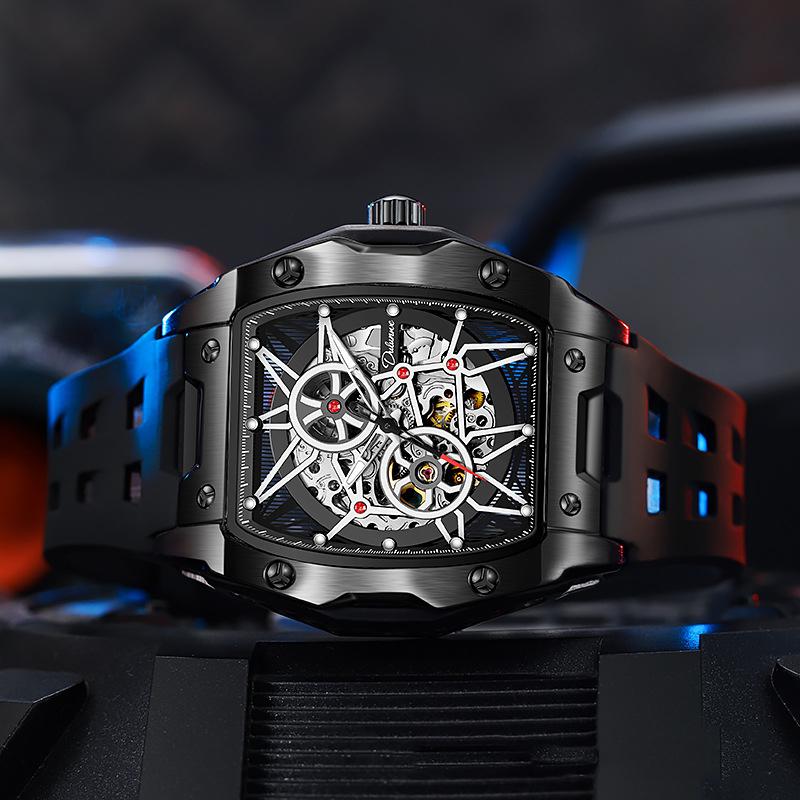 Dulunwe Мужские автоматические механические часы в форме винной бочки, роскошные светящиеся водонепроницаемые модные креативные крутые часы