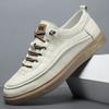 Весна 2025 новый тренд мужские повседневные ретро кеды в британском стиле легкая роскошь кожаная мужская обувь высокого класса универсальная